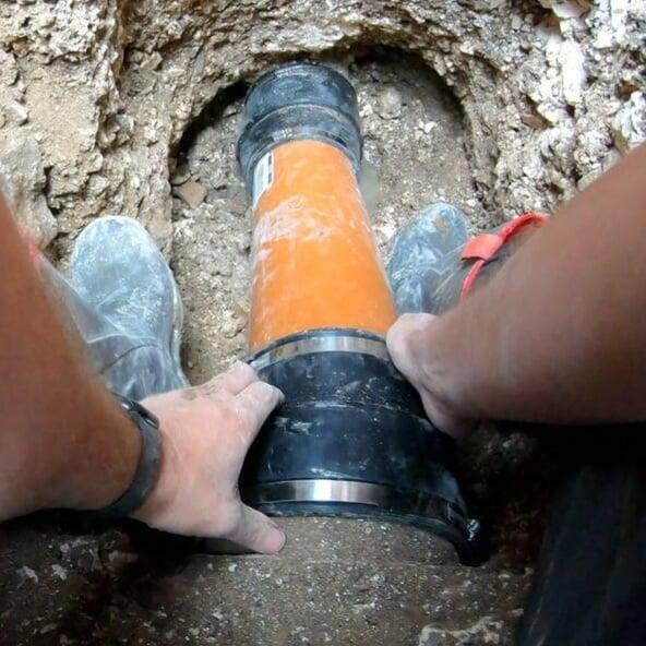 Carrying out a drain inspection.
