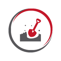 Shovel into dirt for excavation icon.