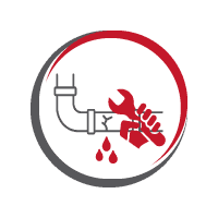 Cracked drain pipe with spanner icon.